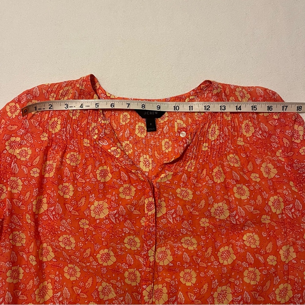 J. Crew Red/Orange Floral Blouse cotton size 8 - Picture 7 of 10